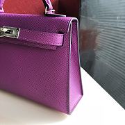 Forubags Hermes Kelly Mini II Epsom Handmade Silver Buckle Anemone Purple – 19 cm - 5