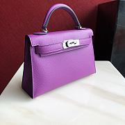 Forubags Hermes Kelly Mini II Epsom Handmade Silver Buckle Anemone Purple – 19 cm - 4