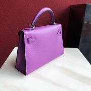 Forubags Hermes Kelly Mini II Epsom Handmade Silver Buckle Anemone Purple – 19 cm - 3