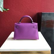 Forubags Hermes Kelly Mini II Epsom Handmade Silver Buckle Anemone Purple – 19 cm - 2