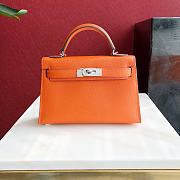 Forubags Hermes Kelly Mini II Epsom Handmade Silver Buckle Orange – 19 cm - 1