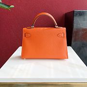 Forubags Hermes Kelly Mini II Epsom Handmade Silver Buckle Orange – 19 cm - 5