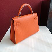 Forubags Hermes Kelly Mini II Epsom Handmade Silver Buckle Orange – 19 cm - 6