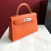 Forubags Hermes Kelly Mini II Epsom Handmade Silver Buckle Orange – 19 cm - 3