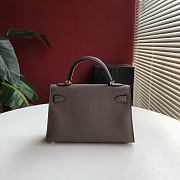 Forubags Hermes Kelly Mini II Epsom Handmade Gold Buckle Grey Etain - 19 cm - 6