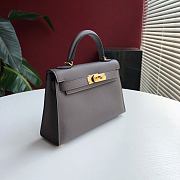 Forubags Hermes Kelly Mini II Epsom Handmade Gold Buckle Grey Etain - 19 cm - 2