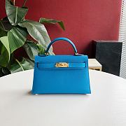 Forubags Hermes Kelly Mini II Epsom Handmade Gold Buckle Tanzania Blue – 19 cm - 1