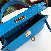 Forubags Hermes Kelly Mini II Epsom Handmade Gold Buckle Tanzania Blue – 19 cm - 6