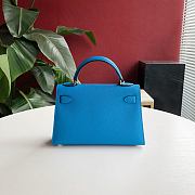 Forubags Hermes Kelly Mini II Epsom Handmade Gold Buckle Tanzania Blue – 19 cm - 4