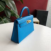 Forubags Hermes Kelly Mini II Epsom Handmade Gold Buckle Tanzania Blue – 19 cm - 2