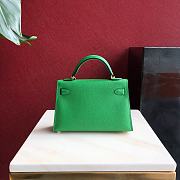 Forubags Hermes Kelly Mini II Epsom Handmade Gold Buckle Bamboo Green - 19cm - 2