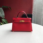 Forubags Hermes Kelly Mini II Epsom Handmade Gold Buckle Flag Red - 19cm - 1