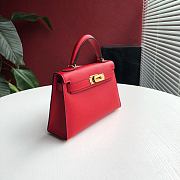 Forubags Hermes Kelly Mini II Epsom Handmade Gold Buckle Flag Red - 19cm - 6