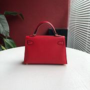 Forubags Hermes Kelly Mini II Epsom Handmade Gold Buckle Flag Red - 19cm - 4