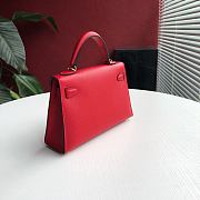 Forubags Hermes Kelly Mini II Epsom Handmade Gold Buckle Flag Red - 19cm - 3