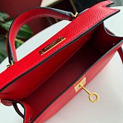 Forubags Hermes Kelly Mini II Epsom Handmade Gold Buckle Flag Red - 19cm - 2