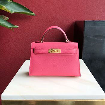 Forubags Hermes Kelly Mini II Epsom Handmade Gold Buckle Powder Rose Pink - 19cm