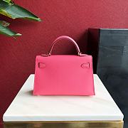 Forubags Hermes Kelly Mini II Epsom Handmade Gold Buckle Powder Rose Pink - 19cm - 3