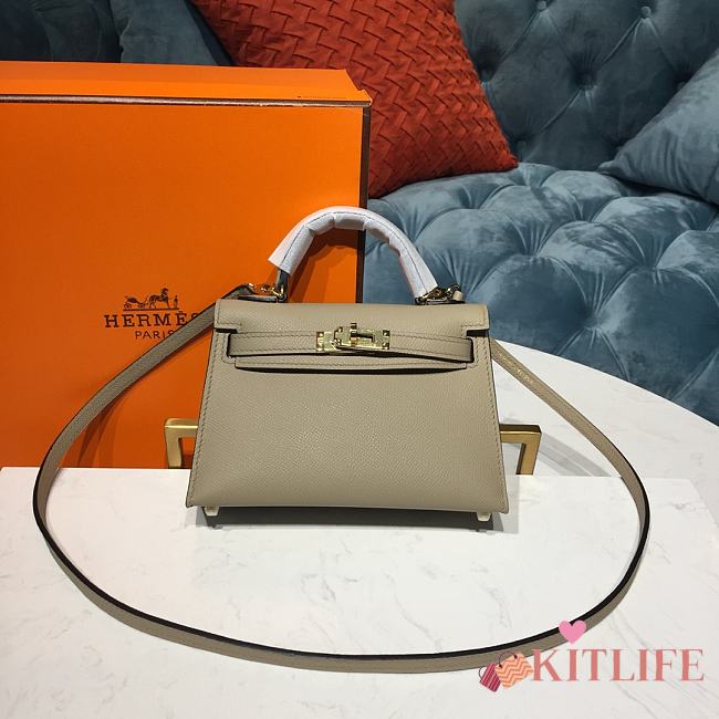 Forubags Hermes Kelly Semi-Hand Sewn Imported Calfskin Dove Grey – 19x5.5x12.5 cm - 1