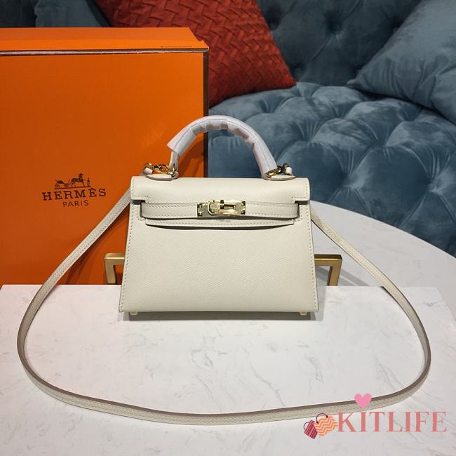 Forubags Hermes Kelly Semi-Hand Sewn Imported Calfskin White – 19x5.5x12.5 cm - 1