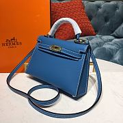 Forubags Hermes Kelly Semi-Hand Sewn Imported Calfskin Paradise Blue – 19x5.5x12.5 cm - 2