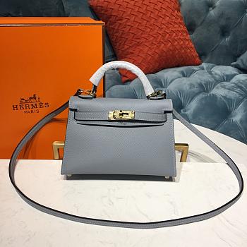 Forubags Hermes Kelly Semi-Hand Sewn Imported Calfskin Light Blue – 19x5.5x12.5 cm