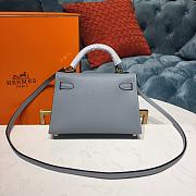 Forubags Hermes Kelly Semi-Hand Sewn Imported Calfskin Light Blue – 19x5.5x12.5 cm - 3