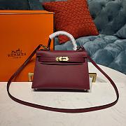 Forubags Hermes Kelly Semi-Hand Sewn Imported Calfskin Bordeaux Red – 19x5.5x12.5 cm - 1