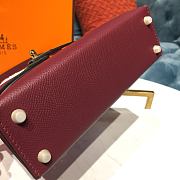 Forubags Hermes Kelly Semi-Hand Sewn Imported Calfskin Bordeaux Red – 19x5.5x12.5 cm - 6