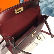 Forubags Hermes Kelly Semi-Hand Sewn Imported Calfskin Bordeaux Red – 19x5.5x12.5 cm - 5