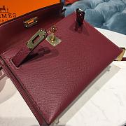 Forubags Hermes Kelly Semi-Hand Sewn Imported Calfskin Bordeaux Red – 19x5.5x12.5 cm - 4