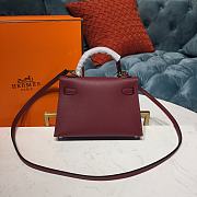 Forubags Hermes Kelly Semi-Hand Sewn Imported Calfskin Bordeaux Red – 19x5.5x12.5 cm - 3