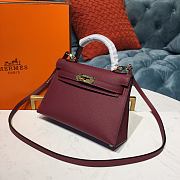 Forubags Hermes Kelly Semi-Hand Sewn Imported Calfskin Bordeaux Red – 19x5.5x12.5 cm - 2