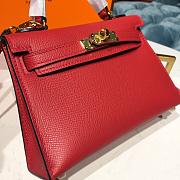 Forubags Hermes Kelly Semi-Hand Sewn Imported Calfskin Flag Red – 19x5.5x12.5 cm - 6