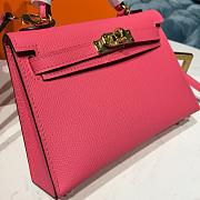 Forubags Hermes Kelly Semi-Hand Sewn Imported Calfskin Rose Azalee – 19x5.5x12.5 cm - 6