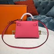 Forubags Hermes Kelly Semi-Hand Sewn Imported Calfskin Rose Azalee – 19x5.5x12.5 cm - 3