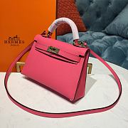 Forubags Hermes Kelly Semi-Hand Sewn Imported Calfskin Rose Azalee – 19x5.5x12.5 cm - 2