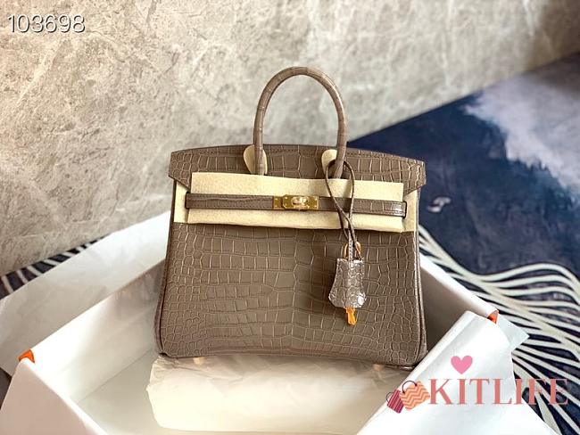 Forubags Hermes Birkin Crocodile Pattern Grey – 30x22x16 cm - 1