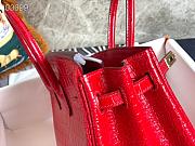 Forubags Hermes Birkin Crocodile Pattern Flag Red – 30x22x16 cm - 4