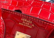 Forubags Hermes Birkin Crocodile Pattern Flag Red – 30x22x16 cm - 3