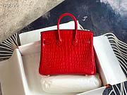 Forubags Hermes Birkin Crocodile Pattern Flag Red – 30x22x16 cm - 6