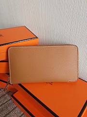 Forubags Hermes Silk Compartment Zippered Epsom Leather Wallet Natural Yellow – 20x11 cm - 3