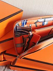 Forubags Hermes Silk Compartment Zippered Epsom Leather Wallet Orange – 20x11 cm - 5