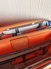 Forubags Hermes Silk Compartment Zippered Epsom Leather Wallet Orange – 20x11 cm - 4