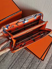 Forubags Hermes Silk Compartment Zippered Epsom Leather Wallet Orange – 20x11 cm - 3