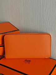 Forubags Hermes Silk Compartment Zippered Epsom Leather Wallet Orange – 20x11 cm - 2