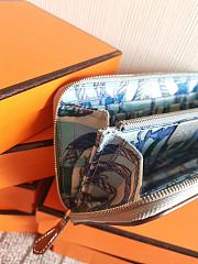Forubags Hermes Silk Compartment Zippered Epsom Leather Wallet Linen Blue– 20x11 cm - 4