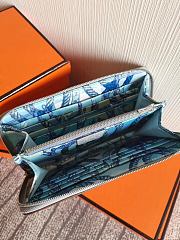 Forubags Hermes Silk Compartment Zippered Epsom Leather Wallet Linen Blue– 20x11 cm - 2