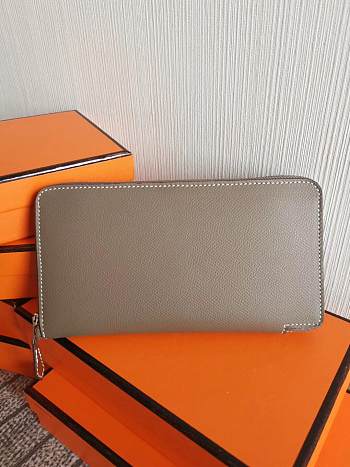 Forubags Hermes Silk Compartment Zippered Epsom Leather Wallet Elephant Grey – 20x11 cm