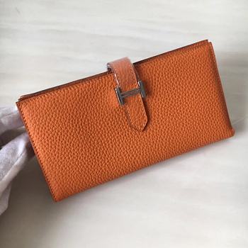 Forubags Hermes Bearn Two-Fold Togo Leather Wallet Orange – 17.5x9x0.5 cm